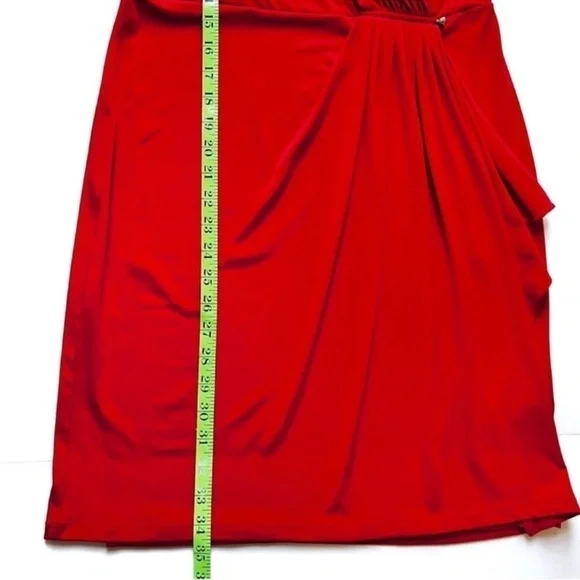 Michael Kors Red Dress faux wrap V-neck dress Sz S/M - Picture 12 of 13